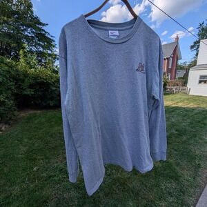 Nike Men's Gray Long Sleeve T-Shirt MN Logo Embroidered Size L